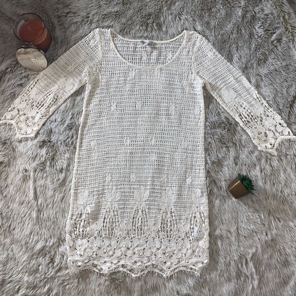 American Eagle Outfitters Dresses & Skirts - 🦋AEO Cream Knit Lace Dress